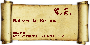 Matkovits Roland névjegykártya